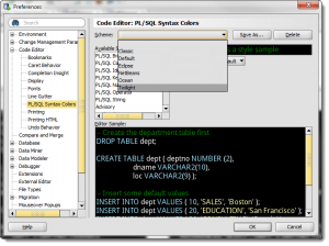 SQL Developer Editor Display Preferences