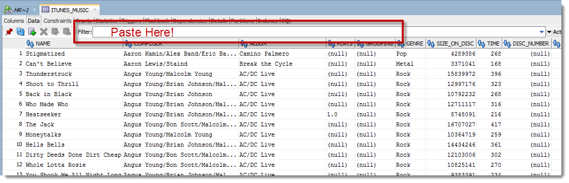 Every Table and View Editor Has a Filter Control