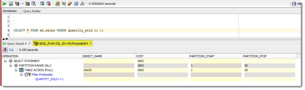 Here is the cached plan of when it was last executed.