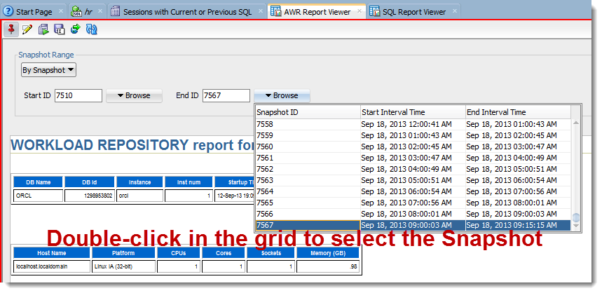 Create awr report enterprise manager 12c