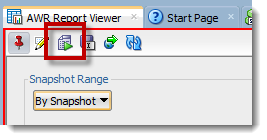 The AWR report viewer toolbar