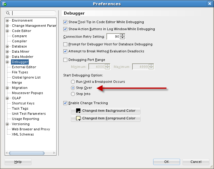 If you don't change this, debugging without breakpoints won't give you an opportunity to do anything.