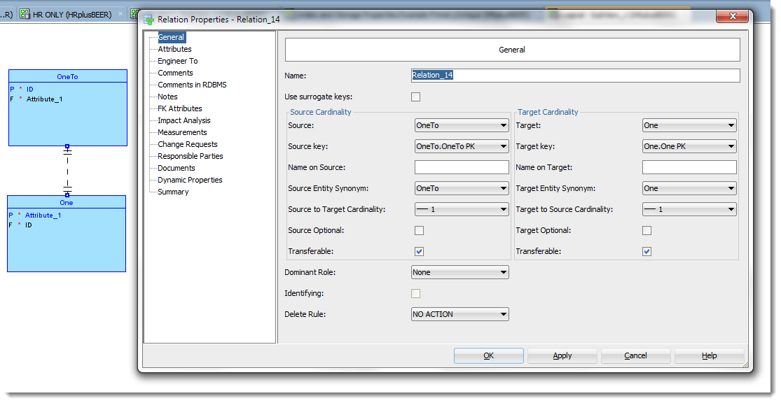 One to One relationship in Oracle SQL Developer Data Modeler