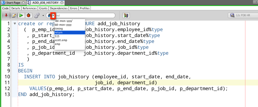 Just hit the dropdown on the search button to access the search history.