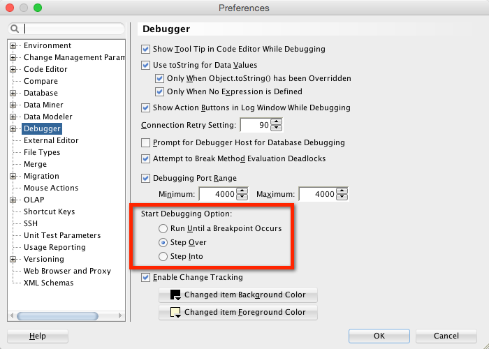If you set it to 'Step Into' your debug session will start in the anon block.