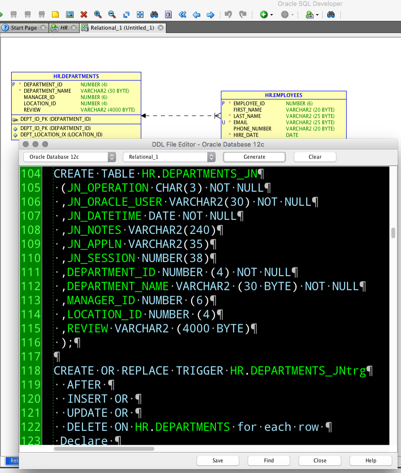 The object names have the table name appended with _JN and _JNTRG.