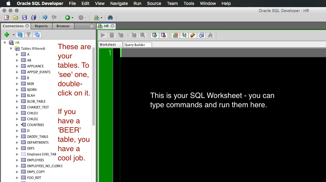 Each connection you open will also open a SQL Worksheet.