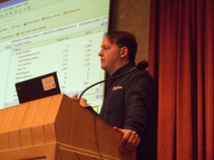 Me, presenting in front of a live studio audience