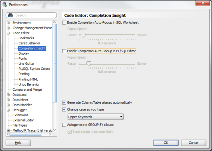 Code Completion Insight with Oracle SQL Developer