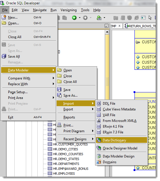 Oracle create view from table