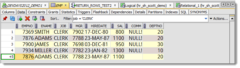 Copying & Pasting Rows Between Grids in SQL Developer