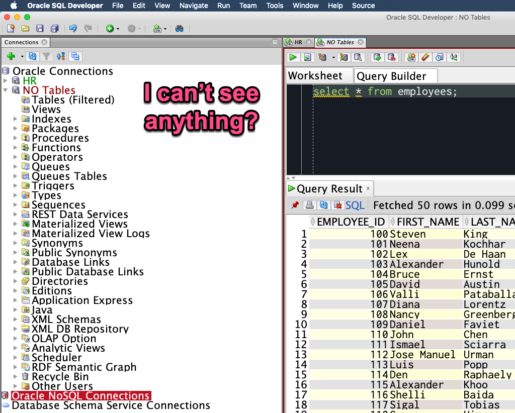 Panorama enclose extremely Why Can't I See My Tables in Oracle SQL Developer?
