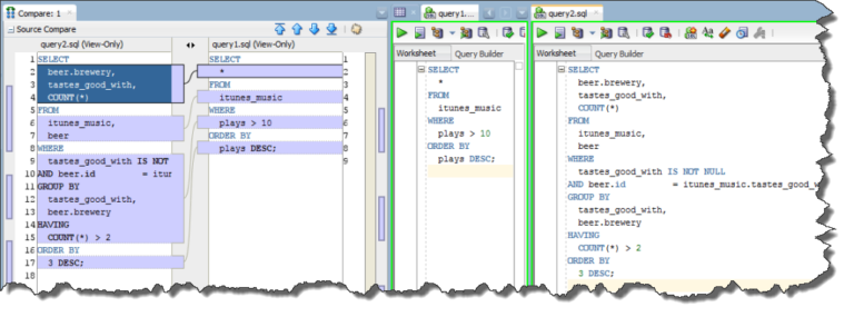 How to Compare PL/SQL and SQL in Oracle SQL Developer