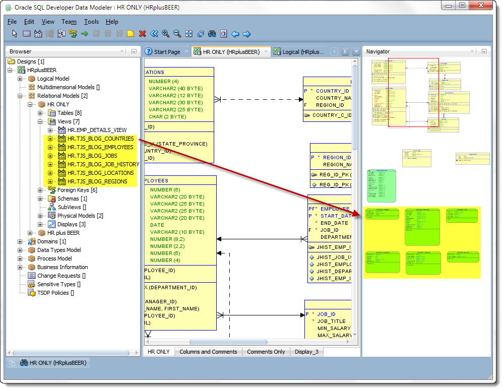 Oracle create view from table