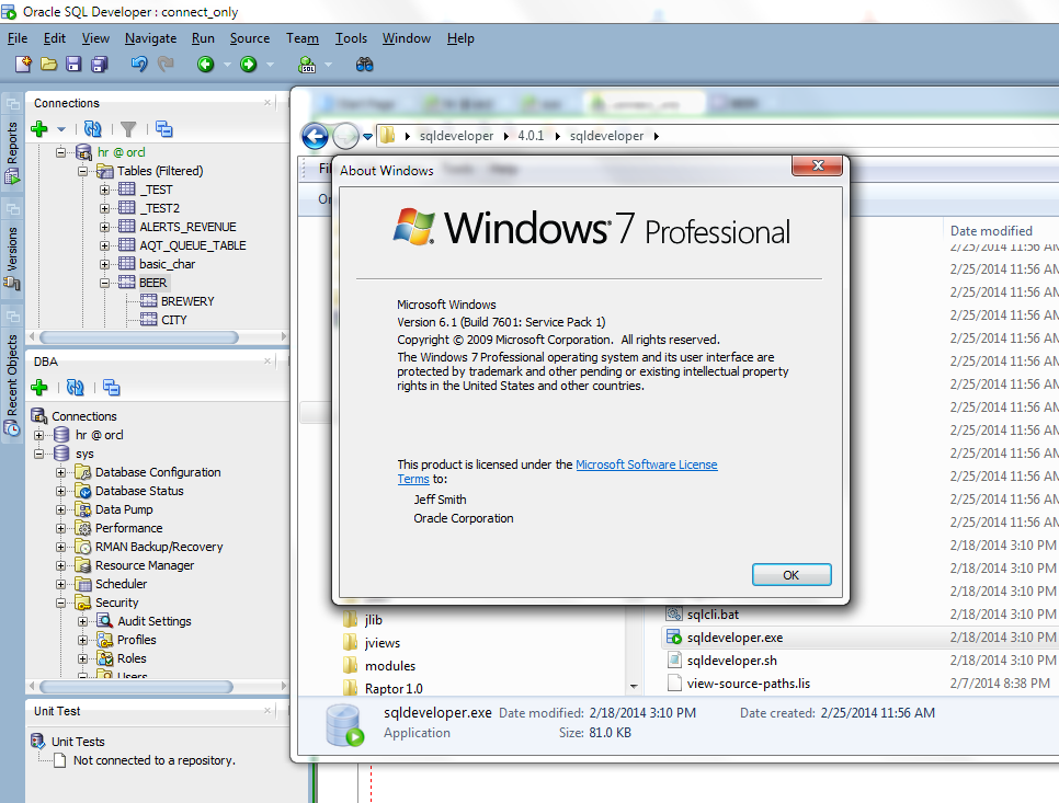 SQLDev on Win7