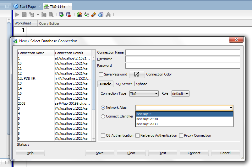 If  you use Connect Identifier, you'll HAVE to have an Oracle Client installed and configured, don't do that unless otherwise instructed by your IT admin or DBA. 