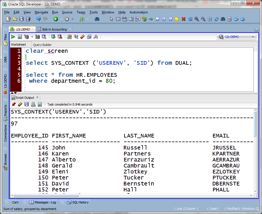 CLEAR SCREEN command support in Oracle SQL Developer