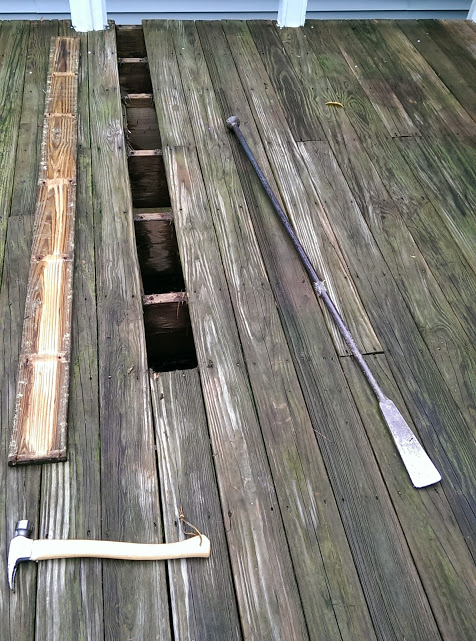 This 7 foot+ pry bar made the destruction of the old deck much easier