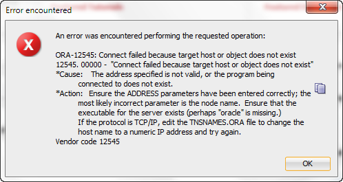 ora 12545 oversight in oracle