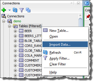 Click on the table node to create a new table based on your data file.