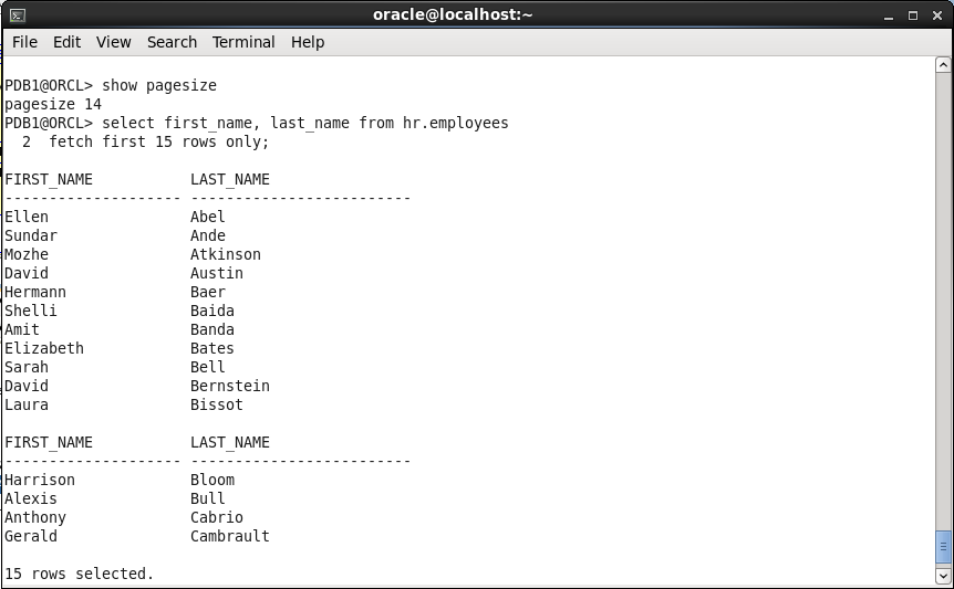 The number of lines to print on a 'page' in SQL*Plus