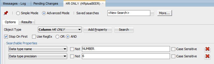 You can search on just about any property for a column (or table or entity, or anything else for that matter!)