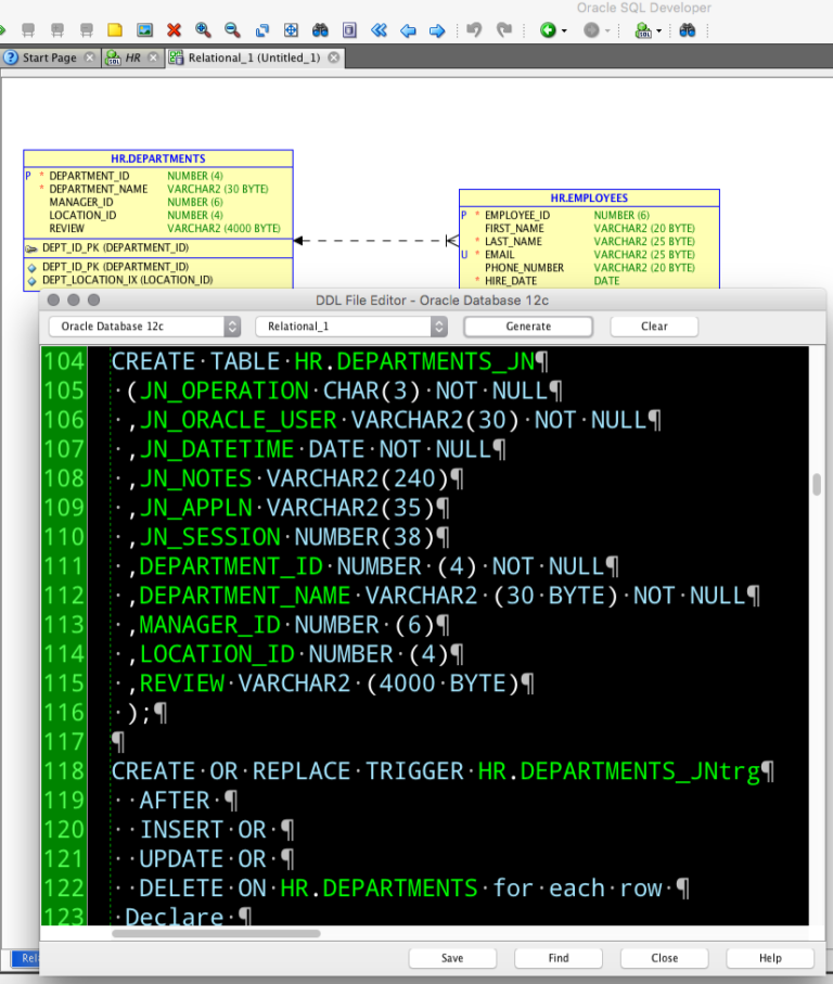 SQL Developer Data Modeler: Adding Journaling Tables