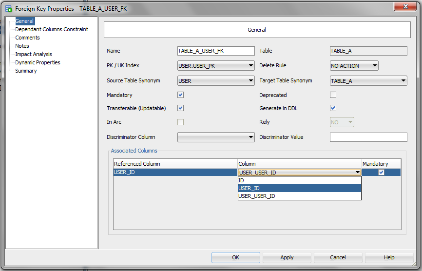 THAT ONE - it will only show columns eligible for the FK constraint...data type, uniqueness, nullability.