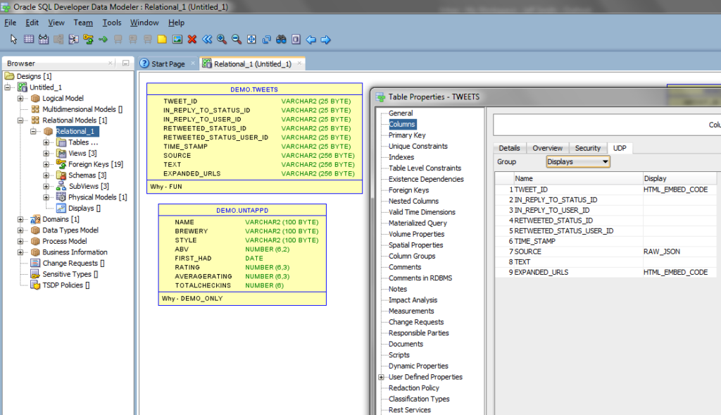 User Defined Properties in SQL Developer Data Modeler