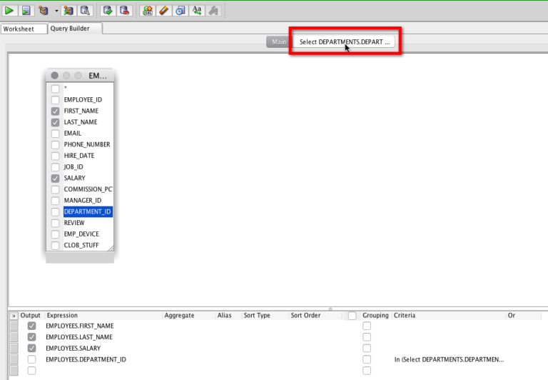 How to Build a SubQuery with SQL Developer’s Query Builder