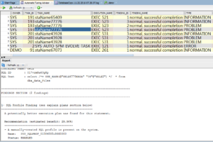 automatic sql tuning advisor report results