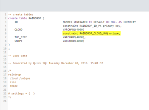 quick sql feature available in Oracle APEX 5.1
