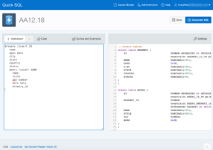 generated ddl using quick sql feature in apex 5.1