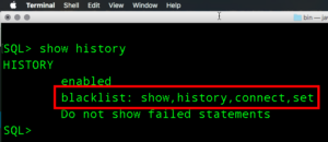 oracle sqlcl history blacklist commands