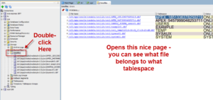 oracle sql developer DBA panel and tablespaces