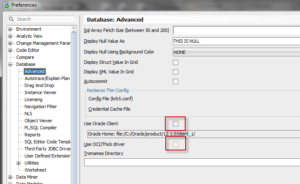 oracle sql developer preferences force thick connection