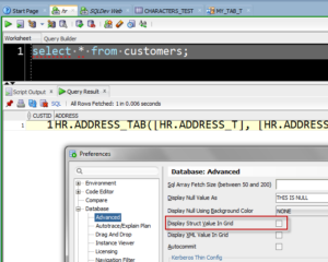 oracle sql developer preference display structured value in grid