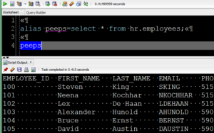 oracle sql developer script alias command