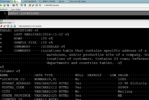 info command oracle sql developer