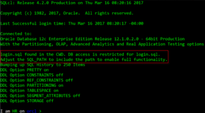 oracle sqlcl login.sql warning