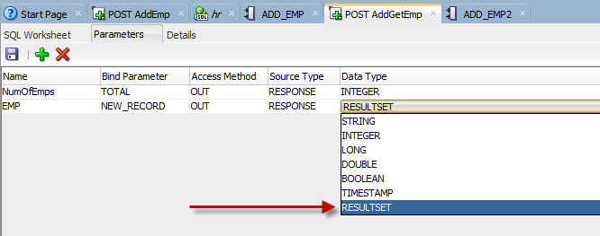 oracle rest data services module parameter resultset