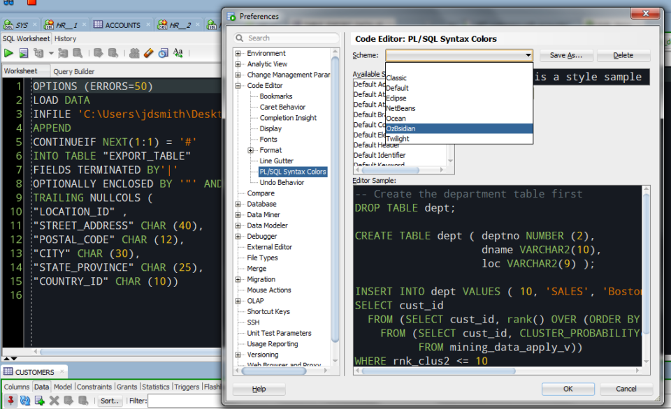 My SQL Developer Editor Setup, Look & Feel