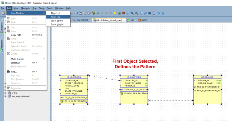 Aligning Objects in your Data Modeler Diagrams