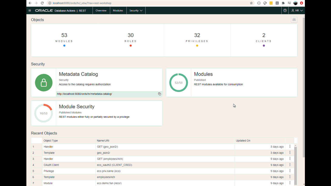 animated gif building a restful web service for oracle using ords and sql developer web