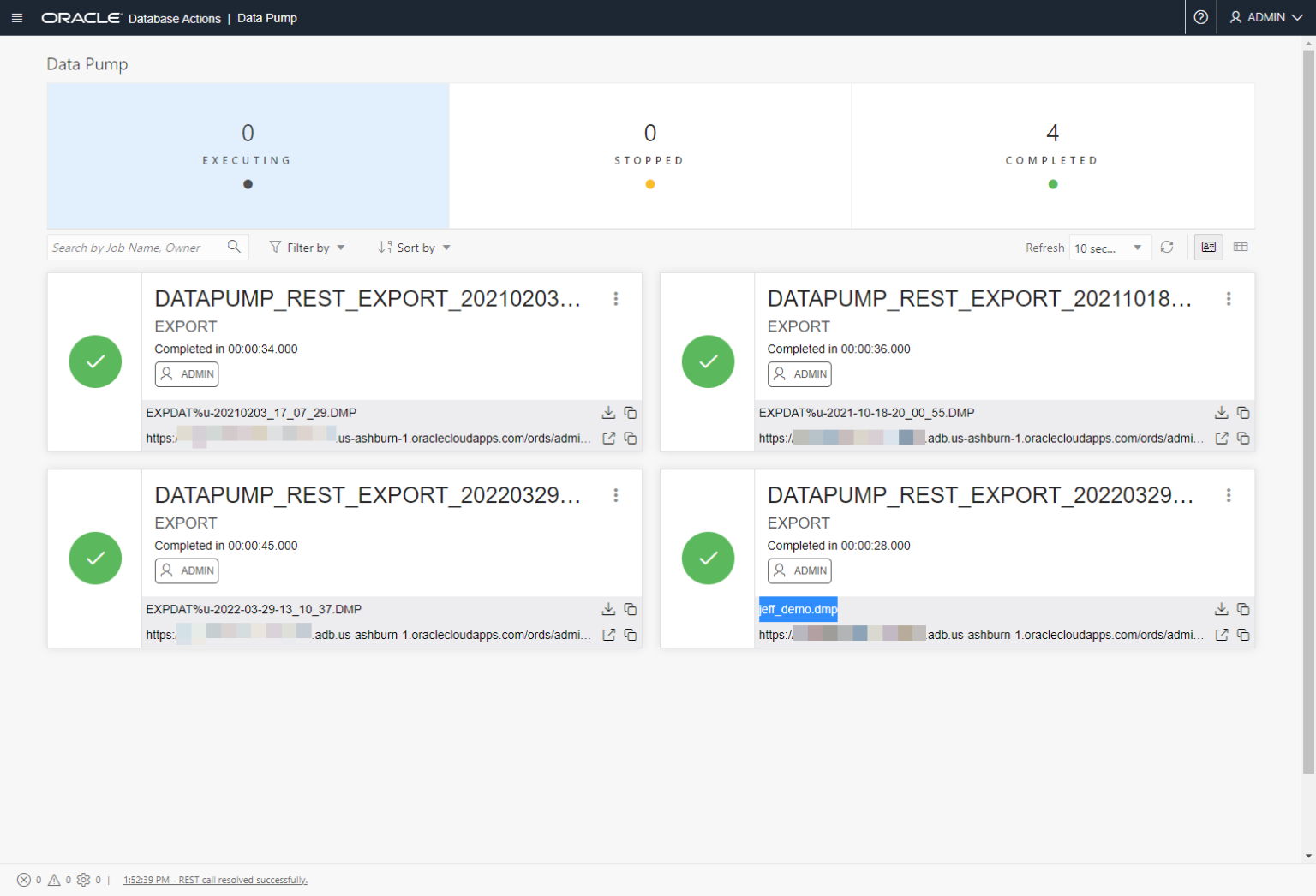 How To cURL Oracle Database Data Pump Export on Windows